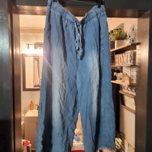 Zenana Outfitters Sky Blue Smocked Pants